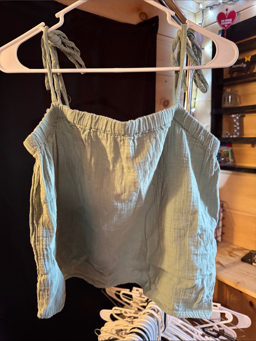 Madewell Sage Green Braided Tie-Strap Cotton Camisole